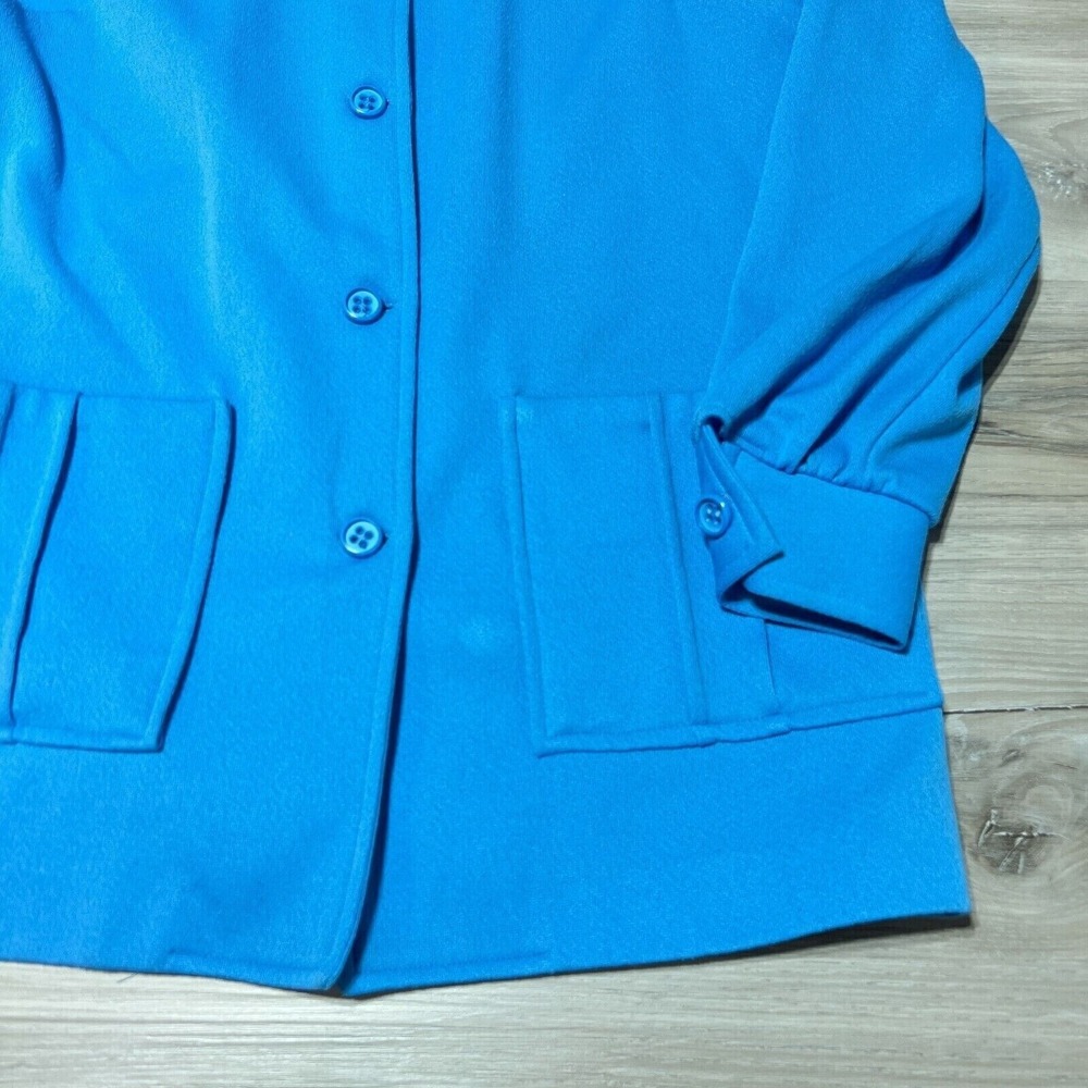Vintage Acrylic Jacket Womens Large Blue‎ Long Sleeve Button Front 70s Style - Picture 3 of 6
